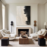 Black And Beige Minimalsit Painting Black Seashore Wall Art Painting Textured Art Painting For Sale