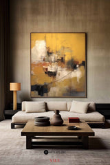 Heavy Texture Dark Yellow Abstract Art On Canvas Modern Palette Knife Painting Abstract Painting