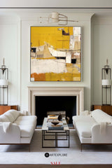 Heavy Texture Dark Yellow Abstract Art On Canvas Modern Palette Knife Painting Abstract Painting