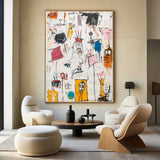 Modern Colorful Pop Art Painting Graffiti Paintings Basquiat Artworks Abstract Art for Livingroom