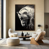 Black Horse Oil Painting Wild Horse Portrait Art Painting Black Steed Painting Horse Art For Sale