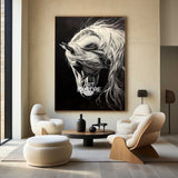 Black Horse Oil Painting Wild Horse Portrait Art Painting Black Steed Painting Horse Art For Sale