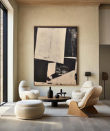 Modern Black And Beige Abstract Canvas Wall Art Earth Tone Minimalist Art Minimalist Painting