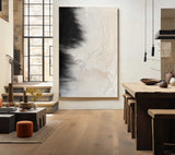 Large Black and Beige Painting Seashore Wall Art Rich Textured Art Painting For Sale