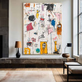 Modern Colorful Pop Art Painting Graffiti Paintings Basquiat Artworks Abstract Art for Livingroom