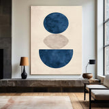 Blue Textured Boho Painting Blue Vertical Painting Large Minimalist Art For Sale