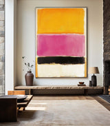Yellow And Pink Canvas Wall Art Large Framed Rothko Art Painting Bauhaus Wall Art For Livingroom