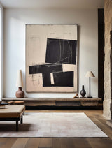 Modern Black And White Abstract Canvas Wall Art Earth Tone Minimalist Art Minimalist Painting