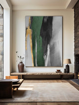 Extra Large Gold And Green Abstract Canvas Art Huge Navy Green Modern Abstract Acrylic Paitning For Livingroom