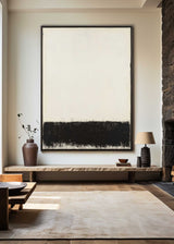 Large Black White Painting Black and White Texture Art Painting Wabi-sabi Canvas Wall Art For Sale