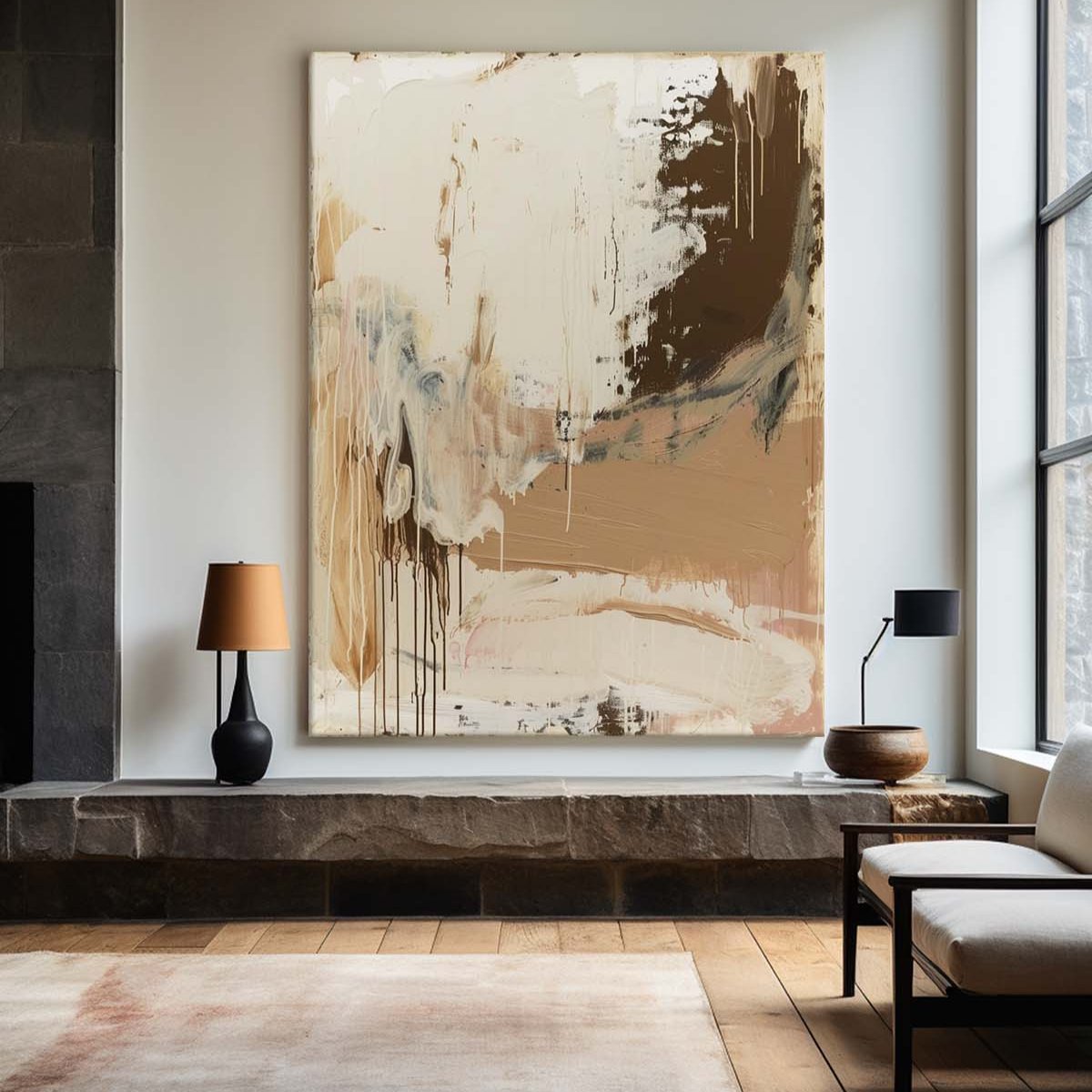 Wabi-sabi Beige Abstract Wall Art Neutral Beige Texture Painting Large Beige Abstract Painting