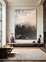 Vertical Gold And Brown Abstract Art Huge Wall Art Oversized Canvas Art