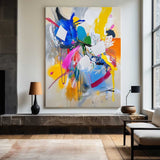 Modern Colorful Bauhaus Wall Art Rich Textured Handmade Artworks Abstract Canvas Art for Livingroom