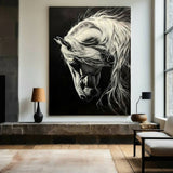 Black Horse Oil Painting Wild Horse Portrait Art Painting Black Steed Painting Horse Art For Sale