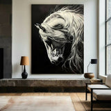 Black Horse Oil Painting Wild Horse Portrait Art Painting Black Steed Painting Horse Art For Sale
