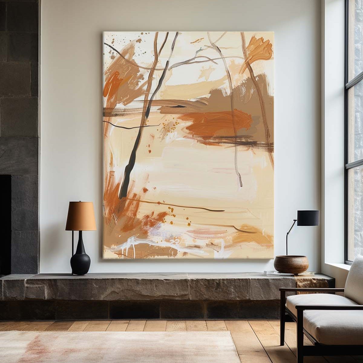 Minimalist Bright Color Wall Art Light Beige Canvas Art Original Painting Abstract Painting