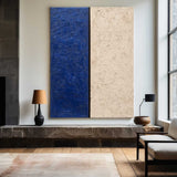 Modern Blue Textured Wall Art Large Navy Minimalist Painting Abstract Wall Art For Livingroom
