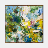 Vibrant Green Abstract Oil Painting With Impressionist Flair For Modern Home Decor