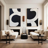 Big Black And White Wall Decor Painting Black And white Textured Canvas Art Oversized Wall Art Set Of 2 Artwork For Home Office