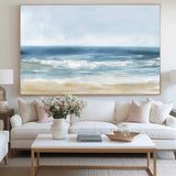 Oversized Beach Acrylic Paintings On Canvas Large Blue Textured Landscape Oil Paintings Artwork Minimalist Apartment Decor