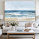 Oversized Beach Acrylic Paintings On Canvas Large Blue Textured Landscape Oil Paintings Artwork Minimalist Apartment Decor