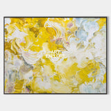 Large Horizontal Canvas Art In Yellow And White For Office And Bedroom Walls