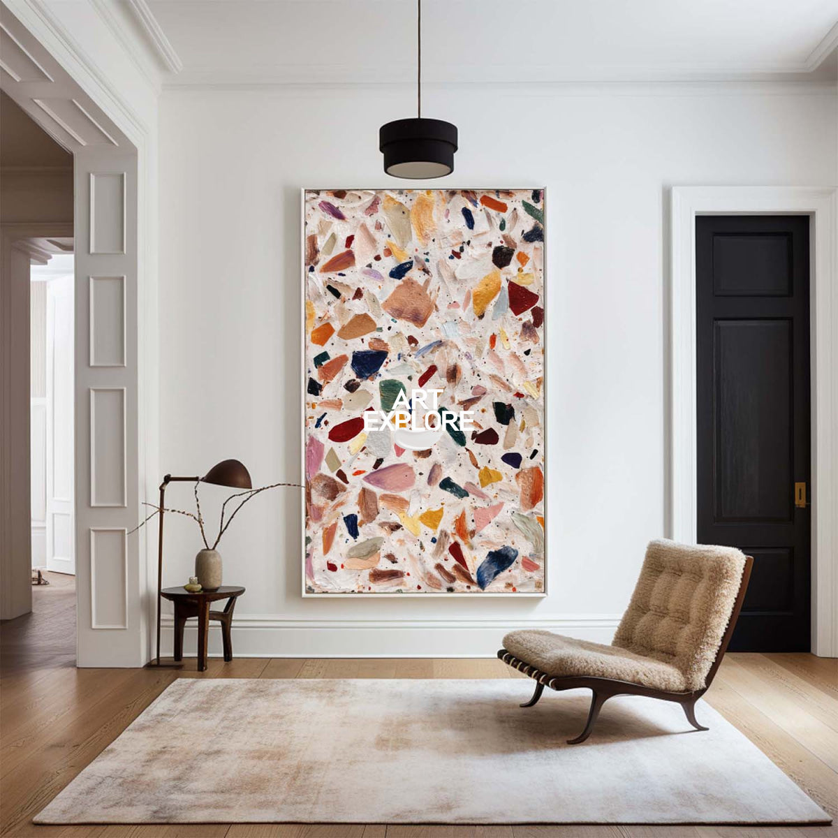 Modern Abstract Mosaic Art With Textured Colorful Fragments For Contemporary Home Decor
