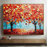 Modern Colorful Textured Painting Large Red Tree Art Painting Minimalist Plaster Wall Art For Sale