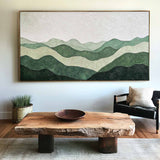 Green Mountain Art Painting, Acrylic Texture Art Painting Panoramic Wall Art Handmade Painting