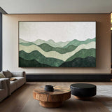 Green Mountain Art Painting, Acrylic Texture Art Painting Panoramic Wall Art Handmade Painting
