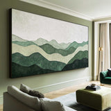Green Mountain Art Painting, Acrylic Texture Art Painting Panoramic Wall Art Handmade Painting