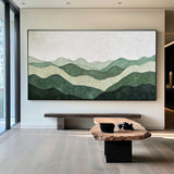 Green Mountain Art Painting, Acrylic Texture Art Painting Panoramic Wall Art Handmade Painting
