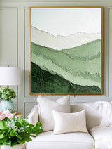 Lage Minimalist Green Textured Painting Green Abstract Painting Vertical Artworks for Livingroom