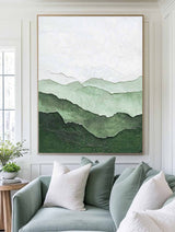 Green Mountain Texture Painting Lage Green Handmade Wall Art Minimalist Painting Vertical Painting