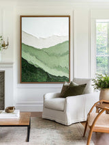 Lage Minimalist Green Textured Painting Green Abstract Painting Vertical Artworks for Livingroom
