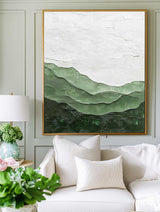 Lage Green Handmade Wall Art Minimalist Green Textured Painting Abstract Painting for Livingroom