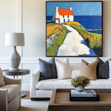 Modern Countryside Textured Canvas Art Large Countryside View Painting Landscape Painting For Sale