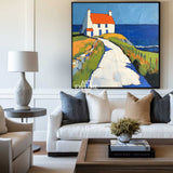 Modern Countryside Textured Canvas Art Large Countryside View Painting Landscape Painting For Sale