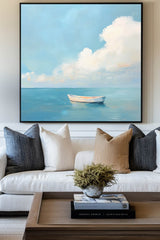 Modern Blue Seascape Oil Painting Large Textured Sea Canvas Art Blue Sea Wall Art For Livingroom
