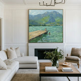 Modern Blue Lake Paintings Childhood Good Old Days Acrylic Painting Canvas Art For Livingroom