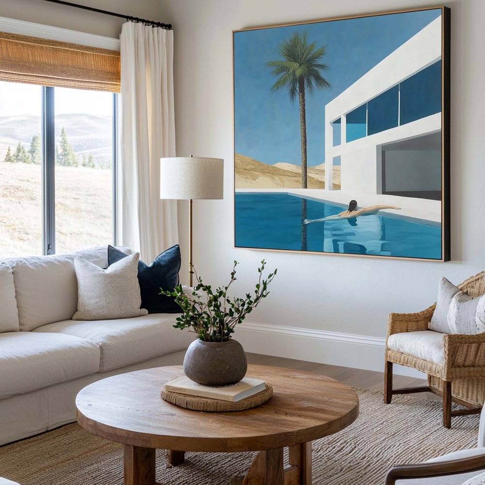 Beautiful Palm Tree Landscape Canvas Painting Holiday Wall Art Large Square Painting For Livingroom