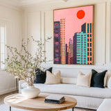 Large Modern Cityscape Canvas Art Vertical Abstract Wall Art Cityscape Canvas Art For Sale