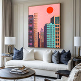 Large Modern Cityscape Canvas Art Vertical Abstract Wall Art Cityscape Canvas Art For Sale