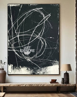 Modern Black Abstract Art Large Black Minimalist Painting Handmade Canvas Wall Art | Artexplore