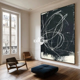 Modern Black Abstract Art Large Black Minimalist Painting Handmade Canvas Wall Art | Artexplore