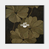 Dark Green Boho Floral Art, Large Handmade Canvas for Living Rooms | ArtExplore