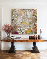 Hand-Painted Square Oil Artwork in Earthy Brown, Dining or Office Wall Decor – ArtExplore