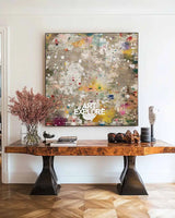 Hand-Painted Square Oil Artwork in Earthy Brown, Dining or Office Wall Decor – ArtExplore