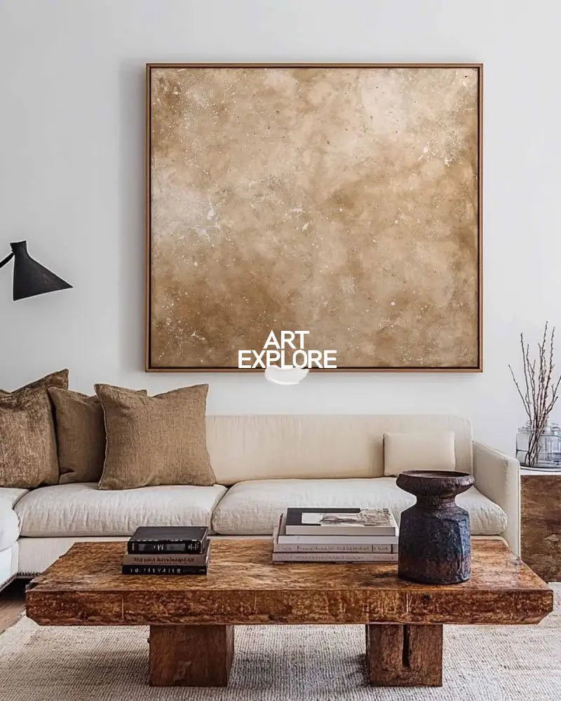 Modern Handmade Oil Painting in Brown Tones, Minimalist Texture for Interior Decor – ArtExplore