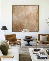 Modern Neutral Wall Art, Brown Wabi-Sabi Oil Painting for Living Room or Office – ArtExplore